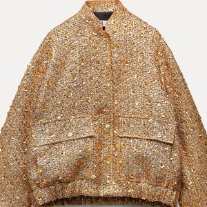NWT Zara gold sequined jacket.